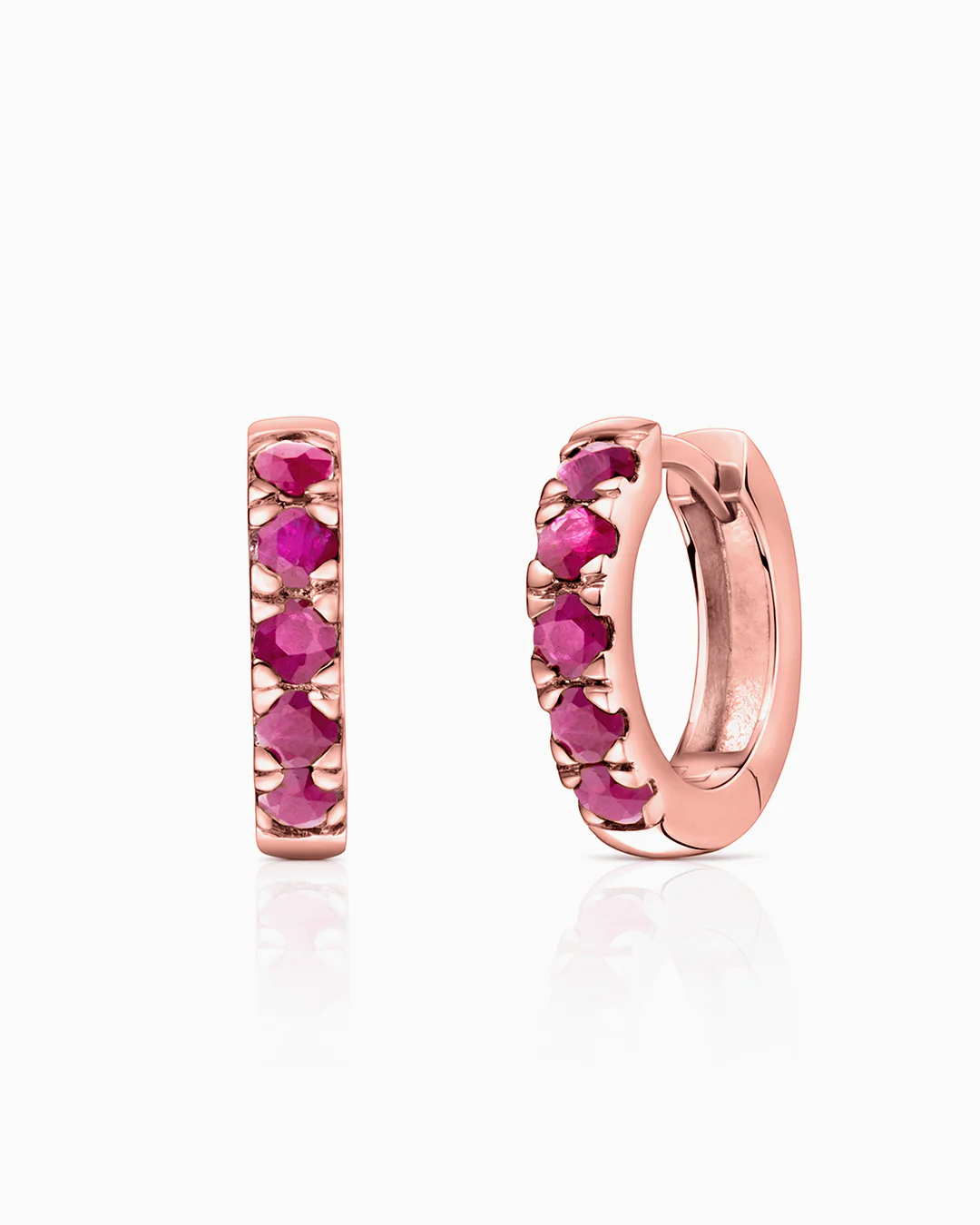Pendientes Eternity Colors Bold de Rubí en Oro Rosa de 18 Kt