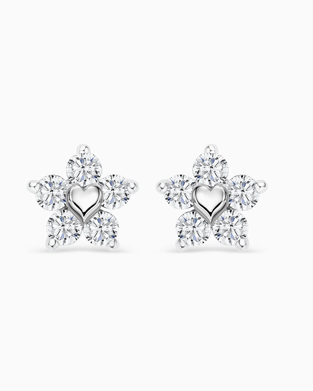 Pendientes Flor Diamantes en Oro Blanco de 18 Kt - Image 4