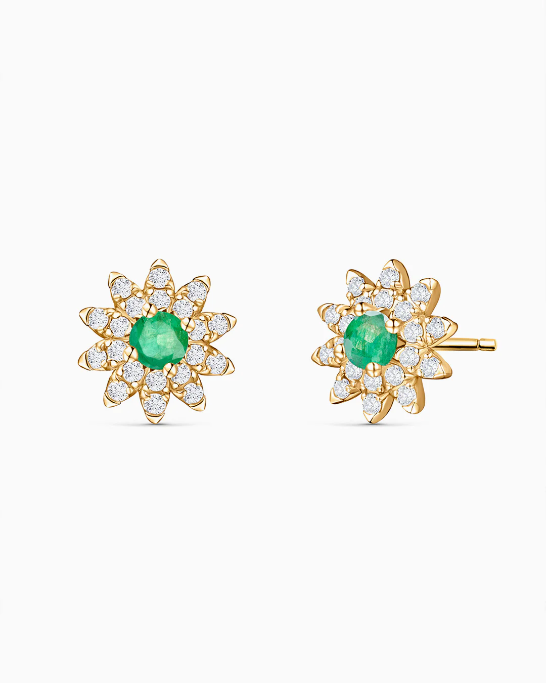 Pendientes Florence de Esmeraldas y Diamantes en Oro Amarillo de 18 Kt