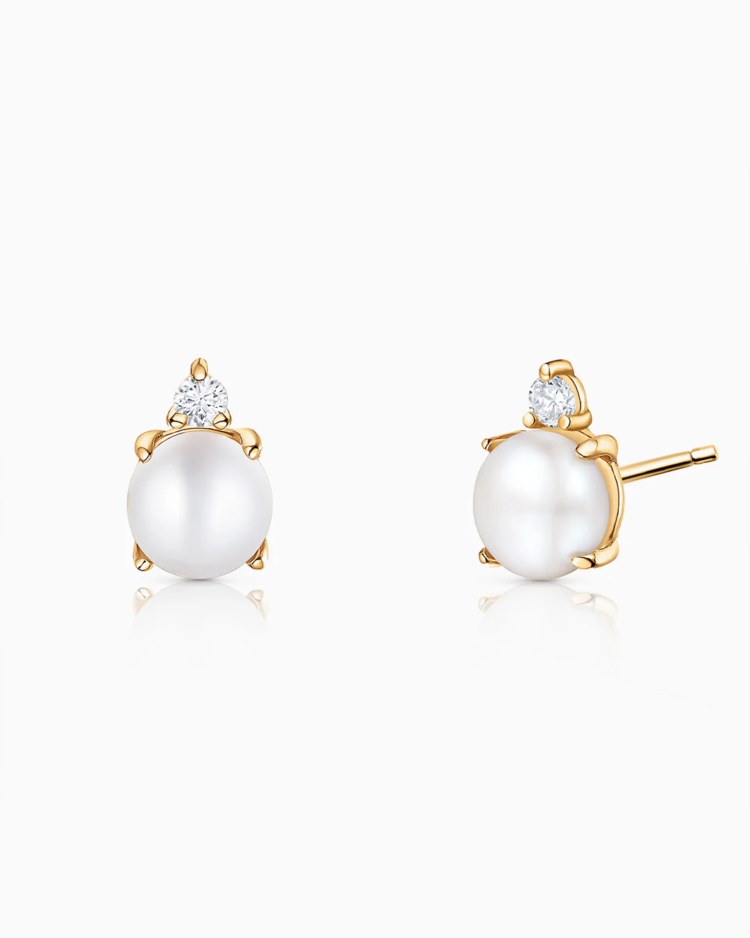 Pendientes Holly de Perlas y Diamantes en Oro Amarillo de 18 Kt