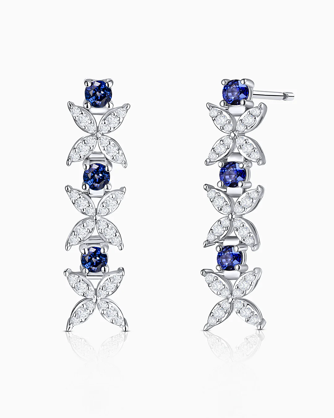 Pendientes Jasmine de Zafiros y Diamantes en Oro Blanco de 18 Kt