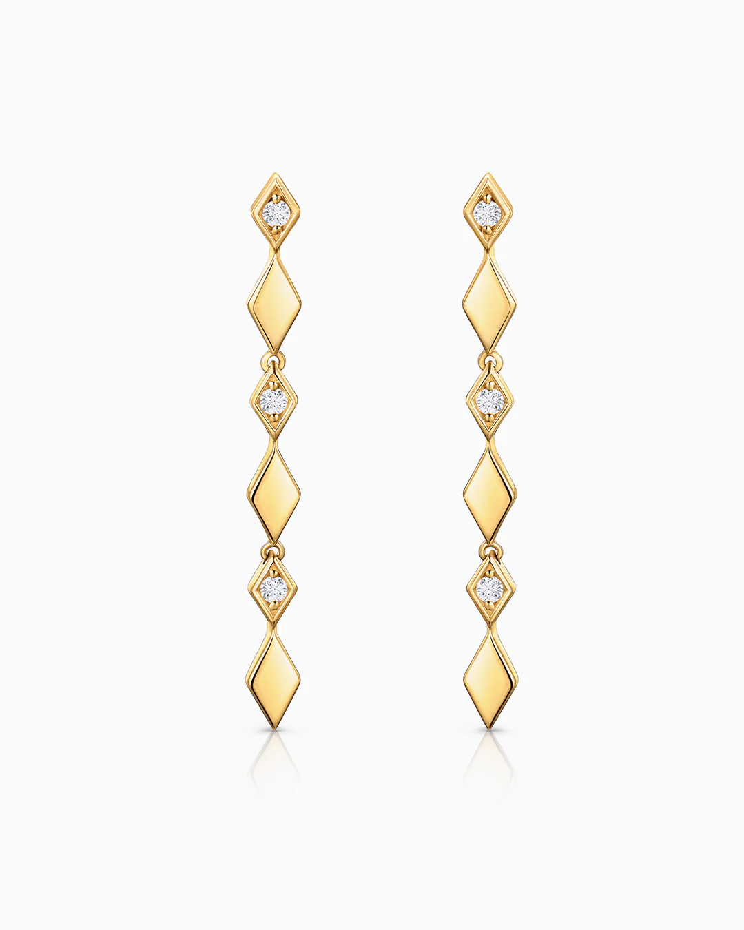 Pendientes Largos Losange de Diamantes en Oro Amarillo de 18 Kt - Image 4