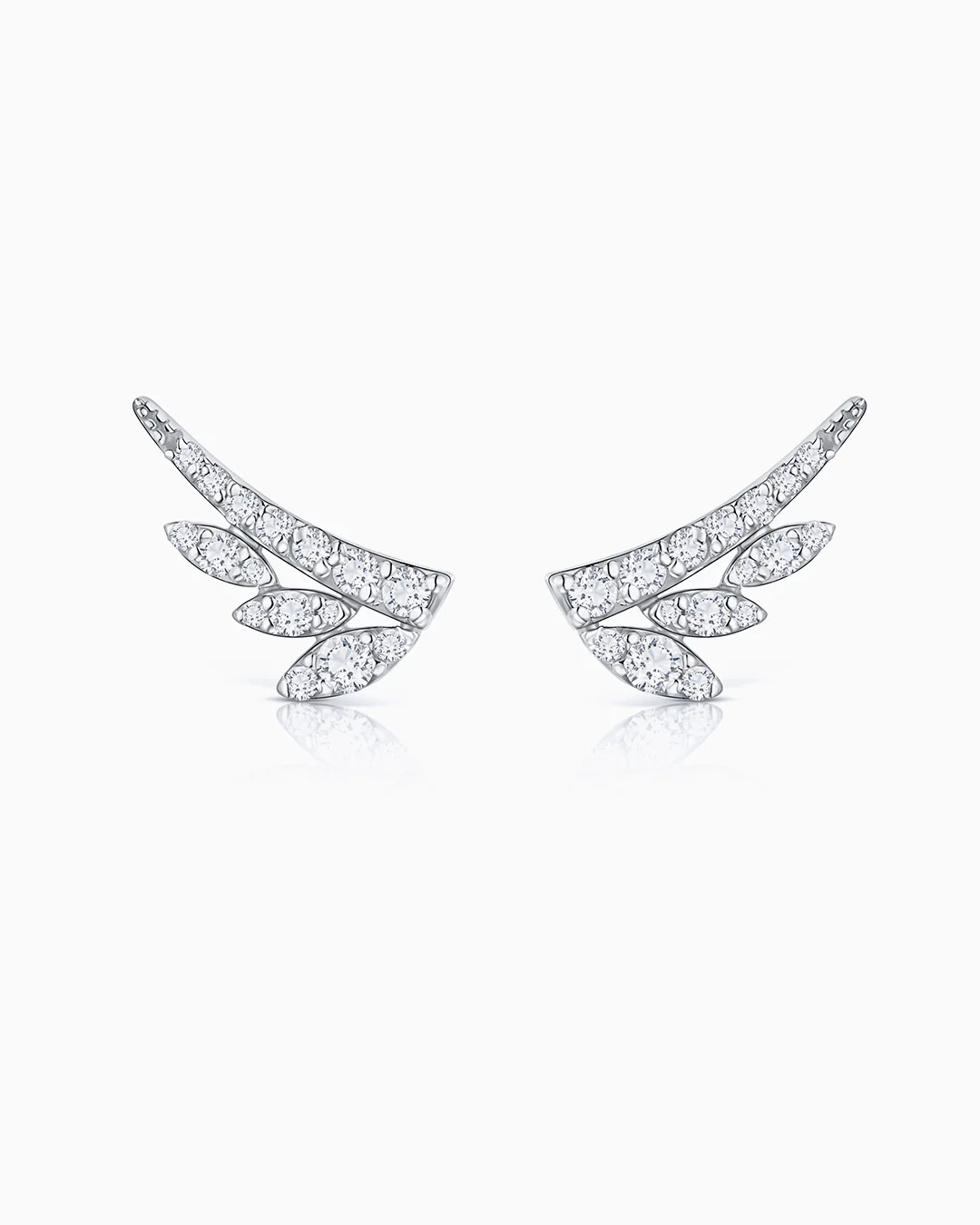 Pendientes Leaf Diamonds en Oro Blanco de 18 Kt