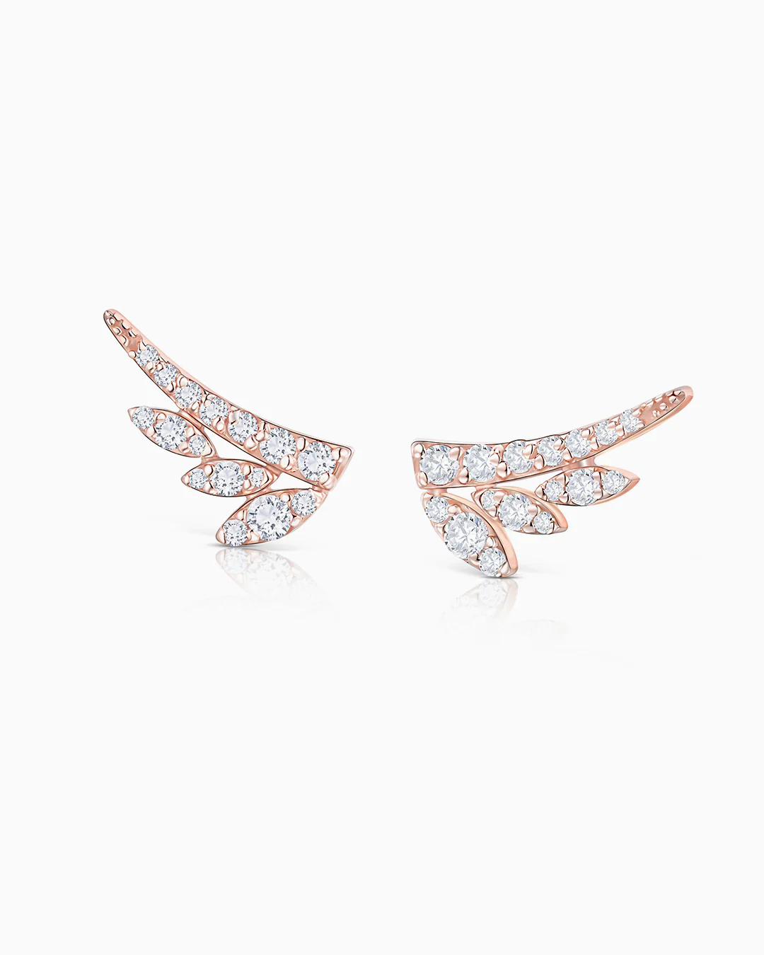 Pendientes Leaf Diamonds en Oro Rosa de 18 Kt