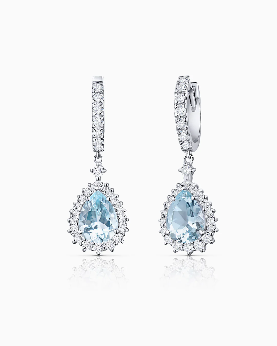 Pendientes Livia de Aguamarinas y Diamantes en Oro Blanco de 18 Kt