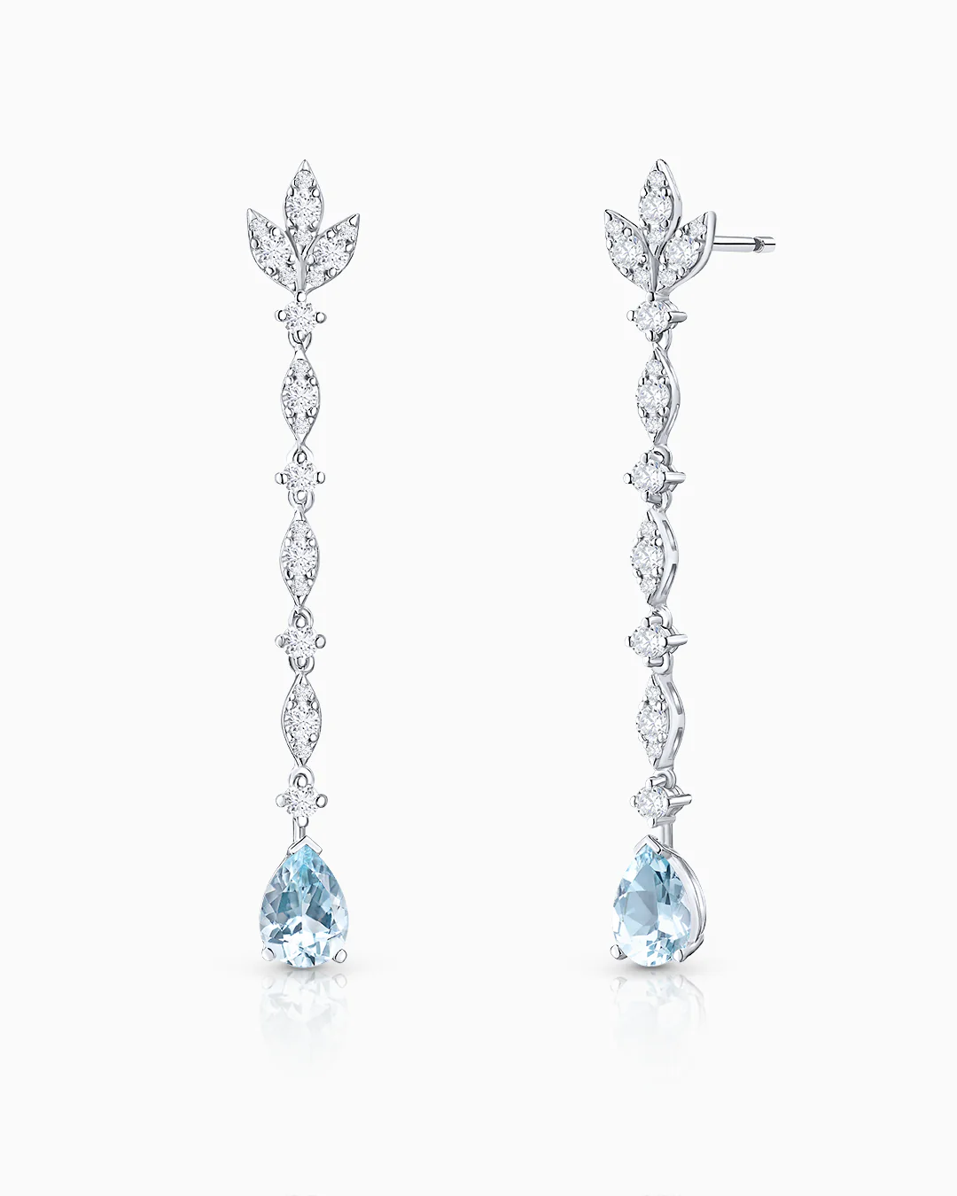 Pendientes Marella de Aguamarinas y Diamantes 0,89 Cts. en Oro Blanco de 18 Kt