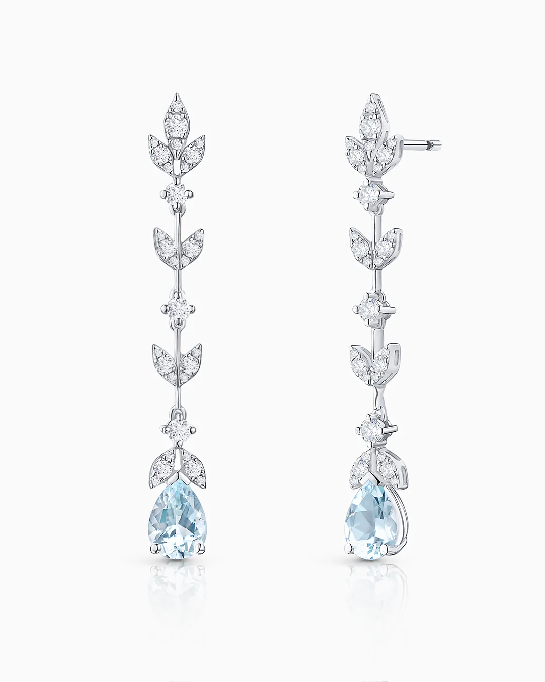 Pendientes Marella de Aguamarinas y Diamantes en Oro Blanco de 18 Kt