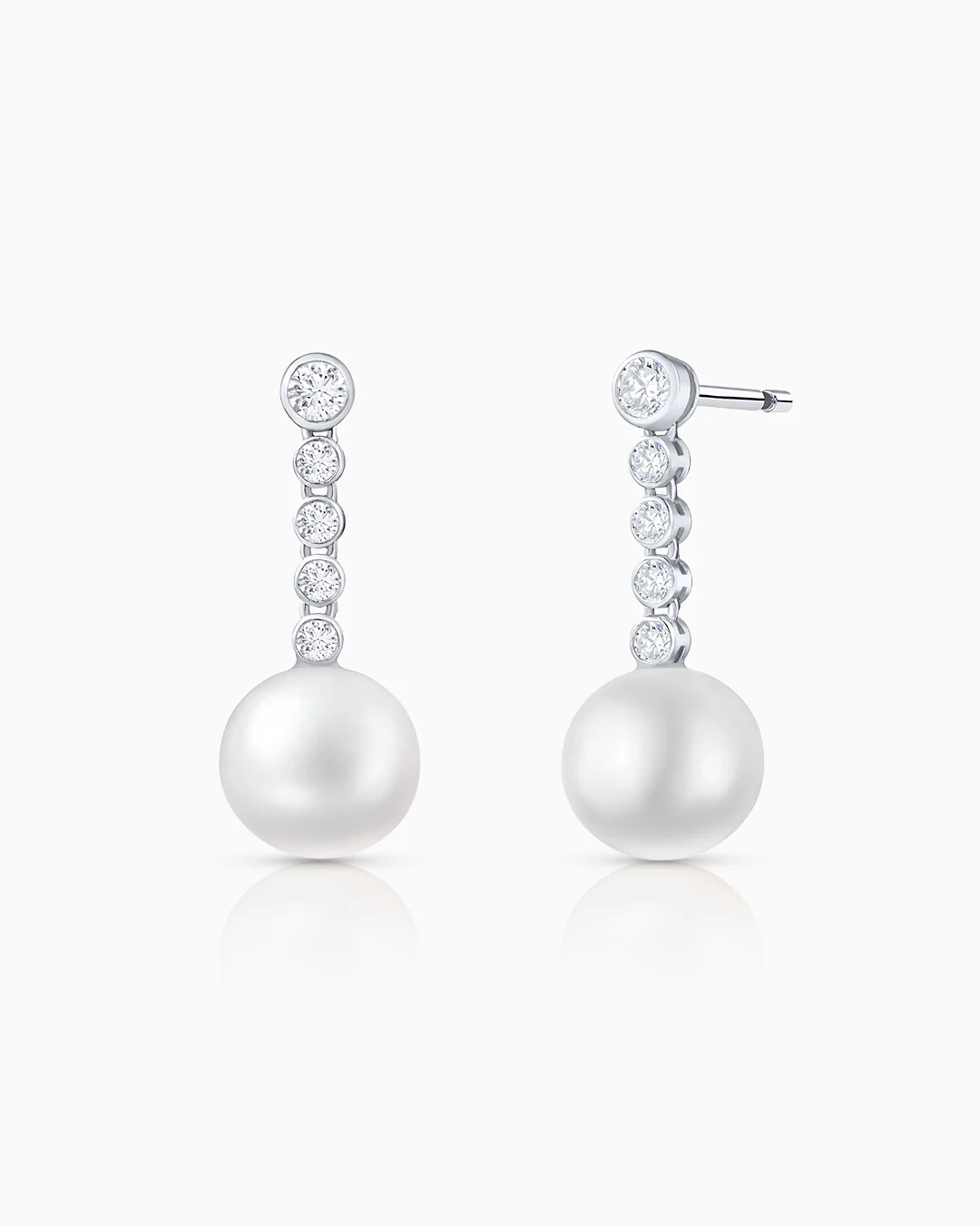 Pendientes Margot de Perlas y Diamantes en Oro Blanco de 18 Kt