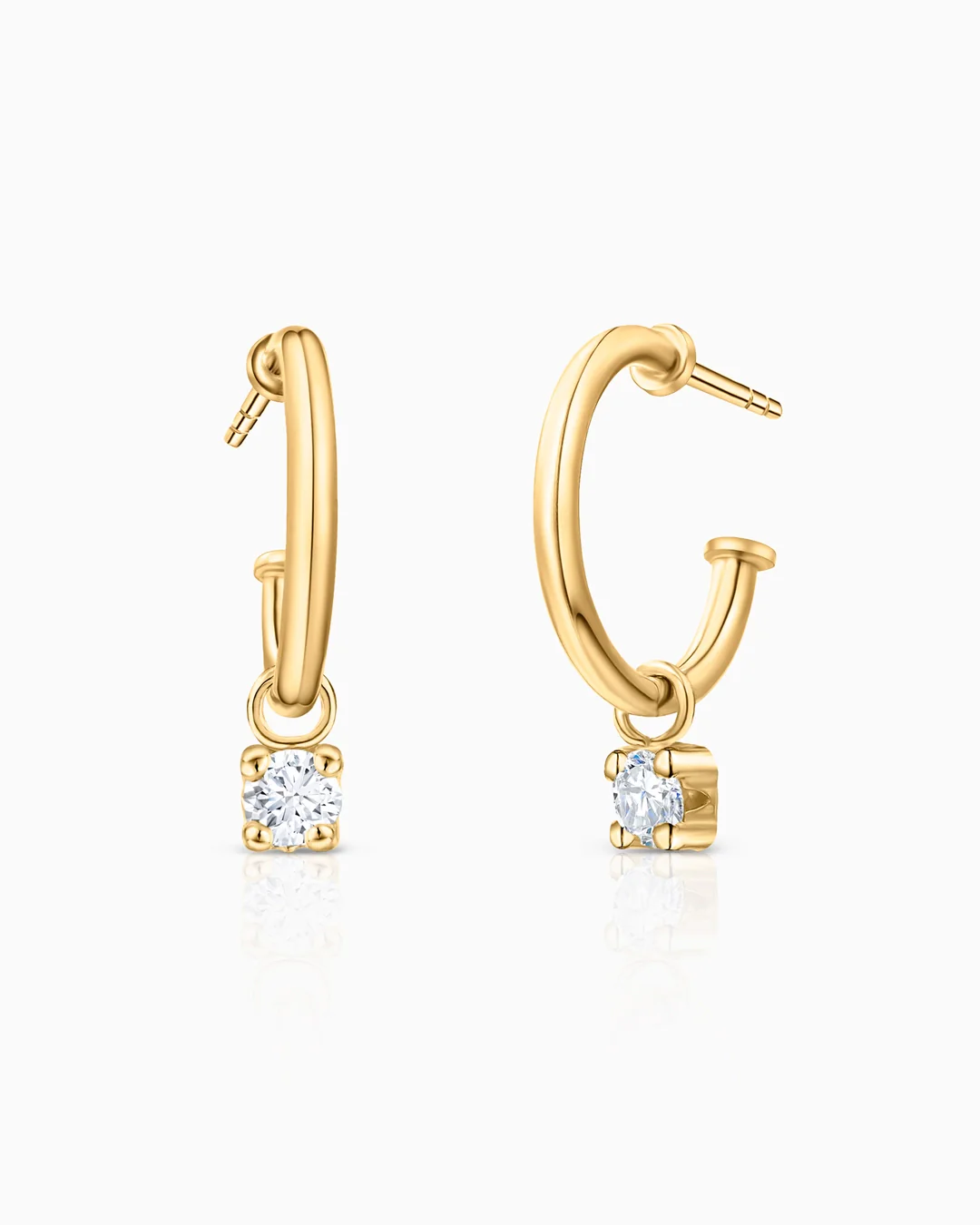 Pendientes Medio Aro Dot Diamonds en Oro Amarillo de 18 Kt