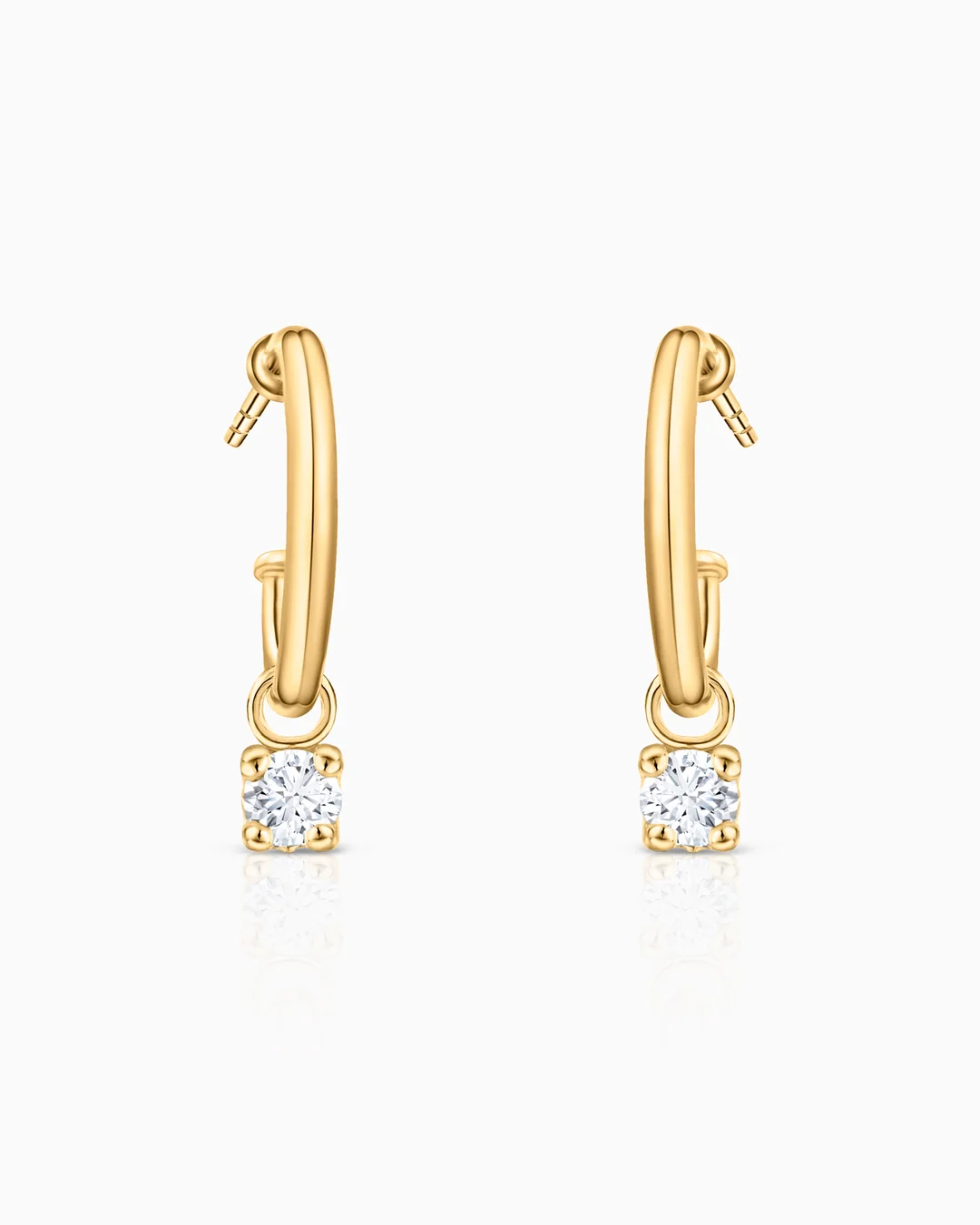 Pendientes Medio Aro Dot Diamonds en Oro Amarillo de 18 Kt - Image 3