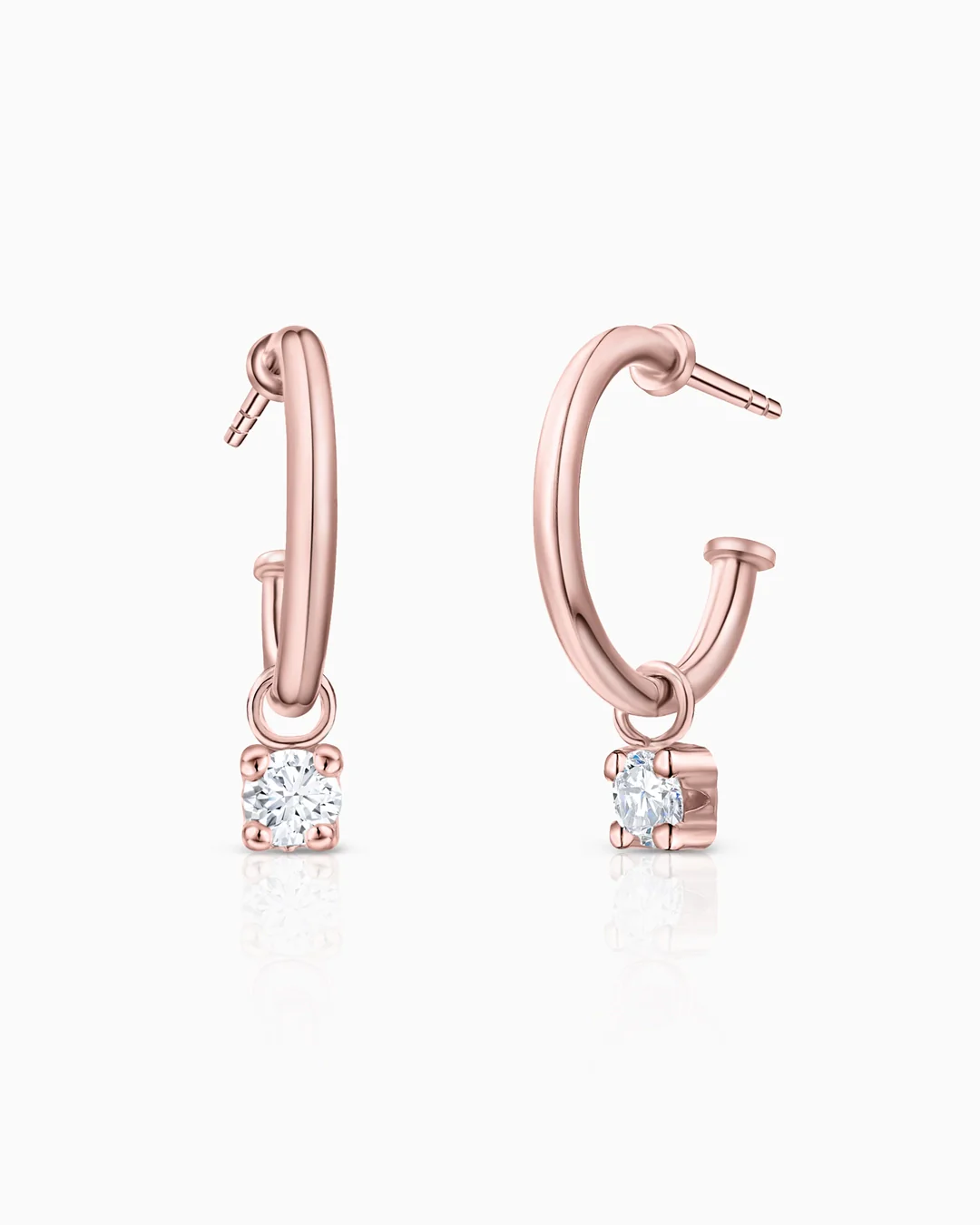 Pendientes Medio Aro Dot Diamonds en Oro Rosa de 18 Kt
