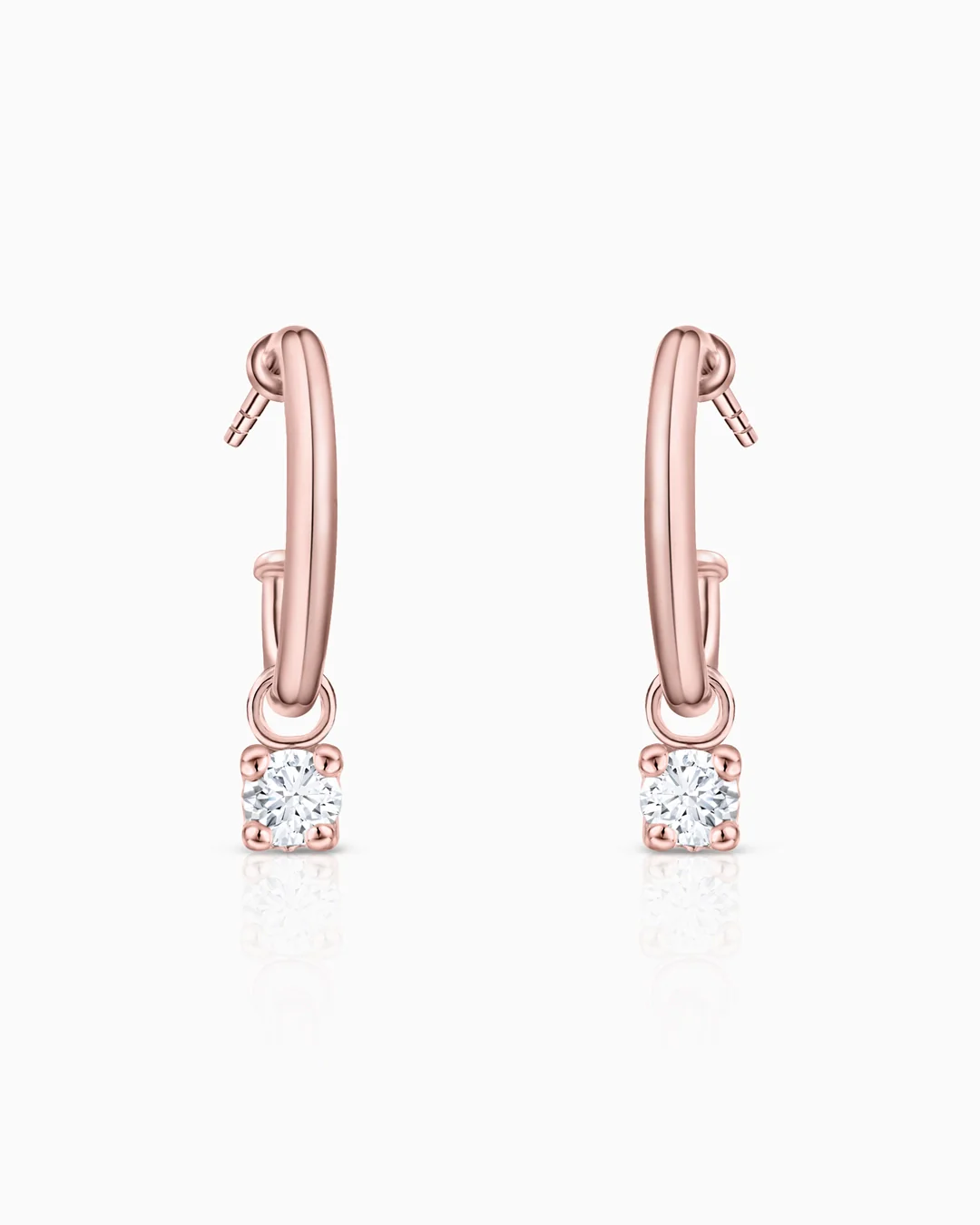 Pendientes Medio Aro Dot Diamonds en Oro Rosa de 18 Kt - Image 4