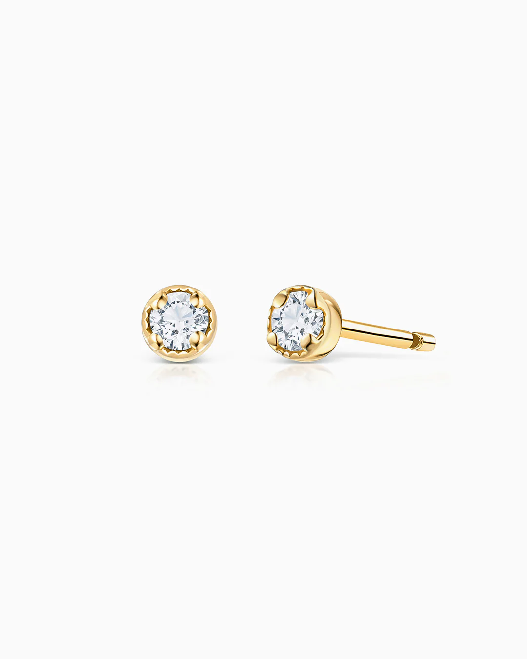 Pendientes Milgrain Petit de Diamantes en Oro Amarillo de 18 Kt