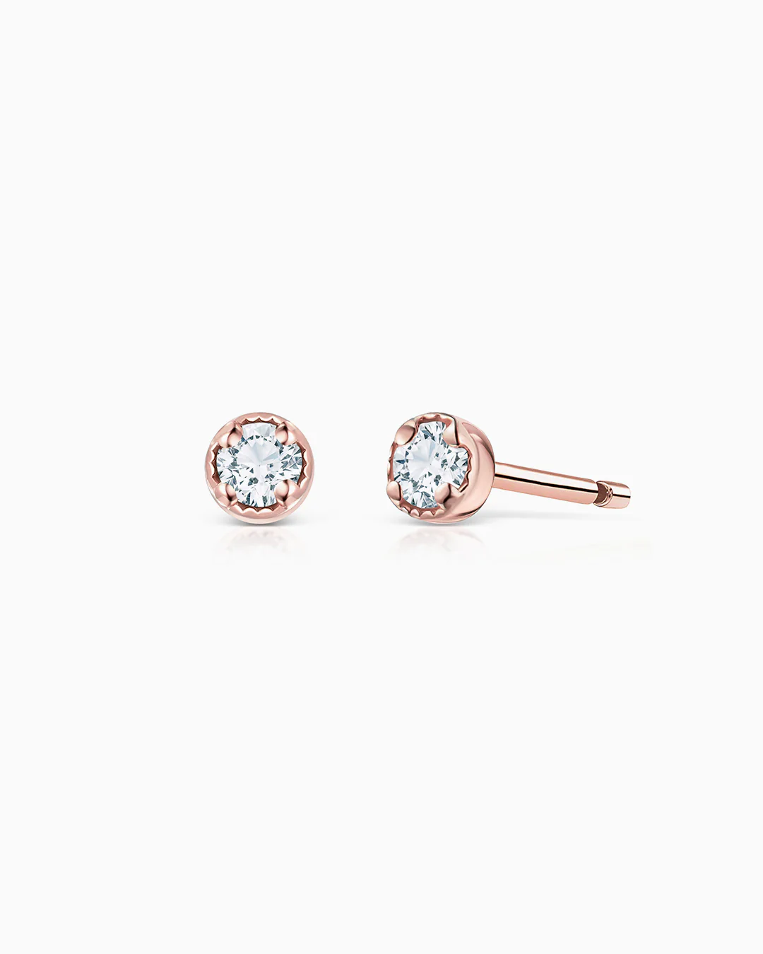 Pendientes Milgrain Petit de Diamantes en Oro Rosa de 18 Kt