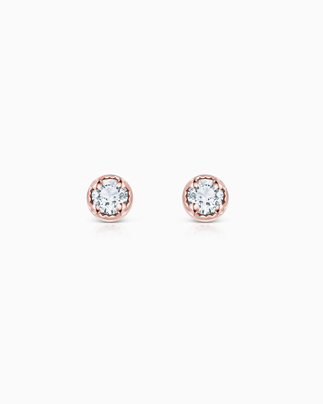 Pendientes Milgrain Petit de Diamantes en Oro Rosa de 18 Kt - Image 3