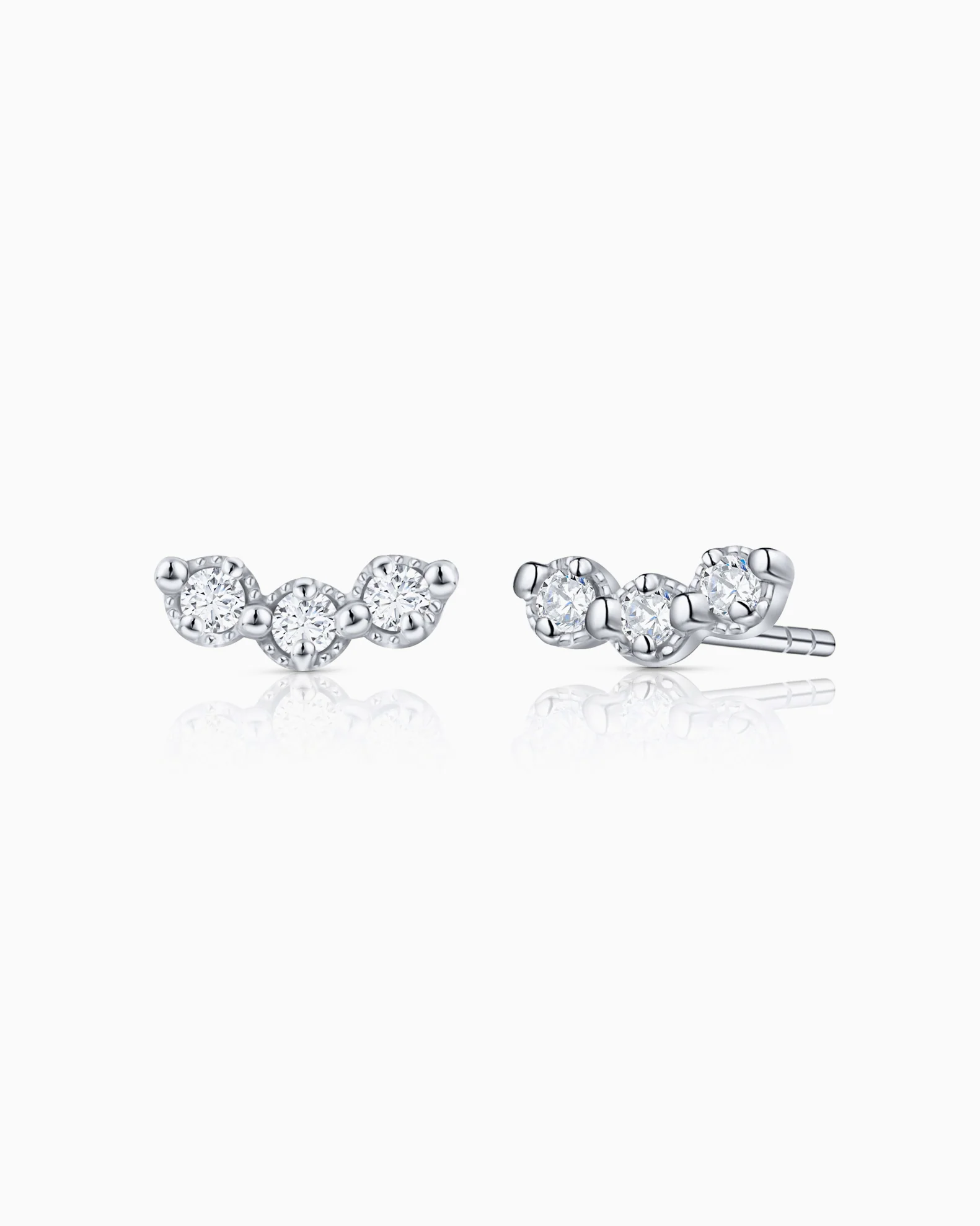 Pendientes Milgrain Trilogy de Diamantes en Oro Blanco de 18 Kt