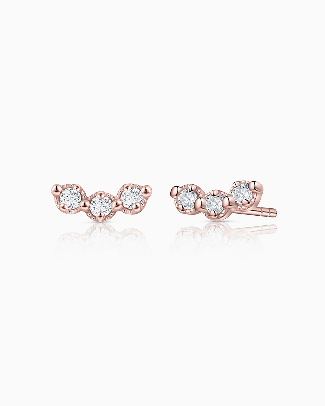 Pendientes Milgrain Trilogy de Diamantes en Oro Rosa de 18 Kt