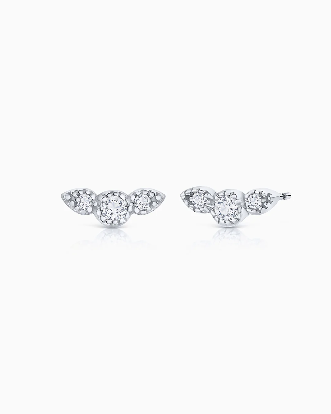 Pendientes Milgrain Wings de Diamantes en Oro Blanco de 18 Kt