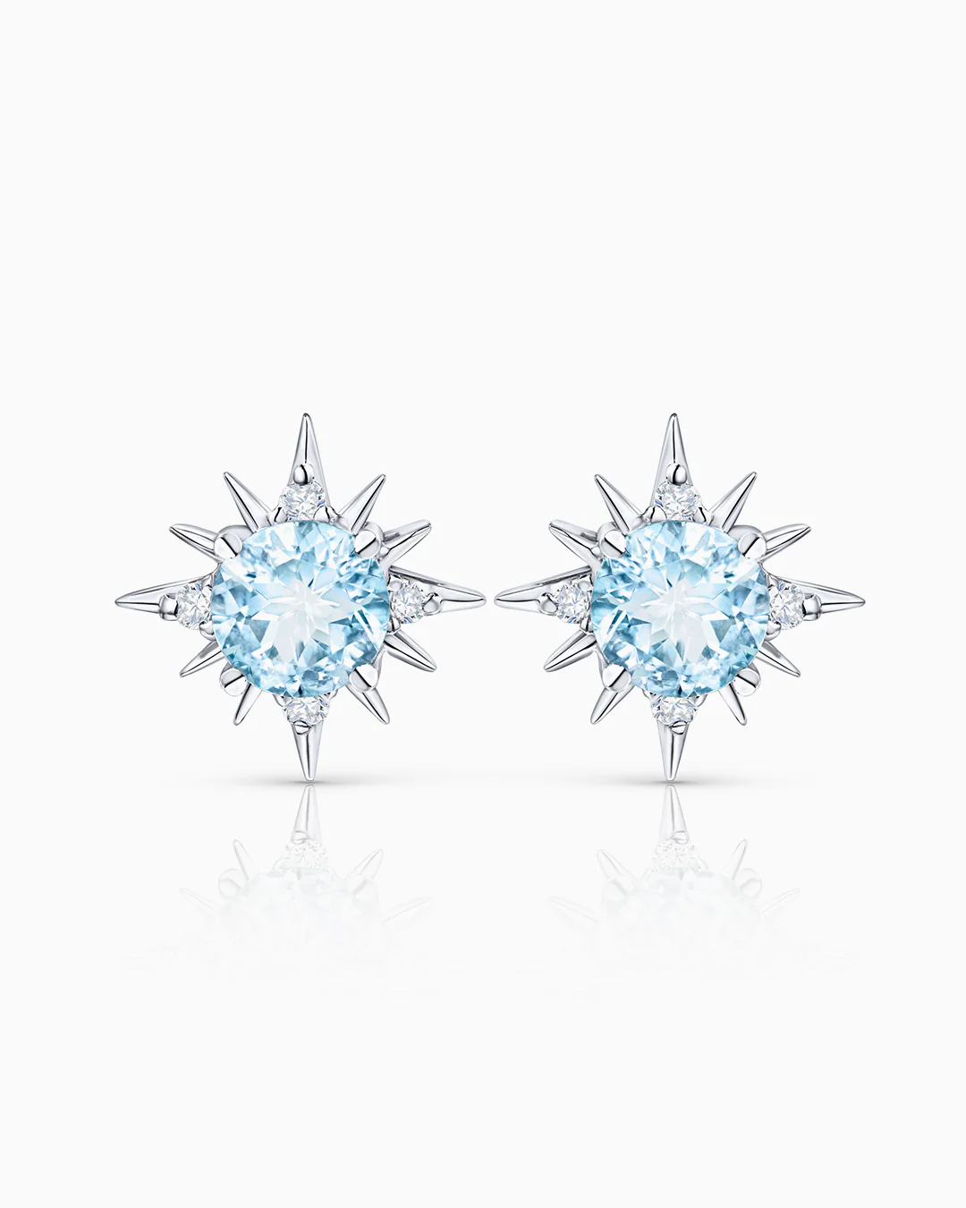 Pendientes Oursin de Aguamarina y Diamantes en Oro Blanco de 18 Kt - Image 4