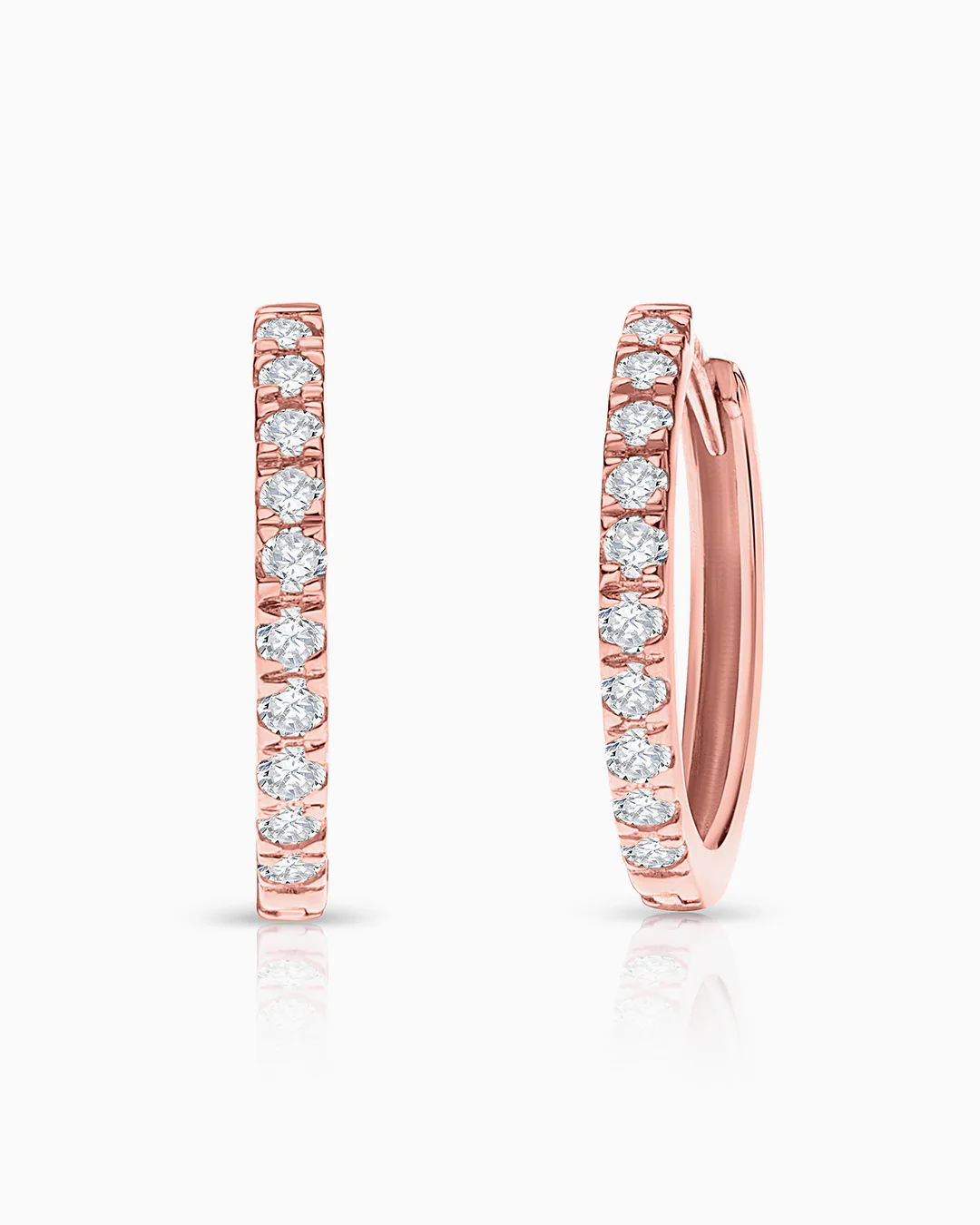 Pendientes Petite Diamonds Aro 12 MM en Oro Rosa de 18 Kt