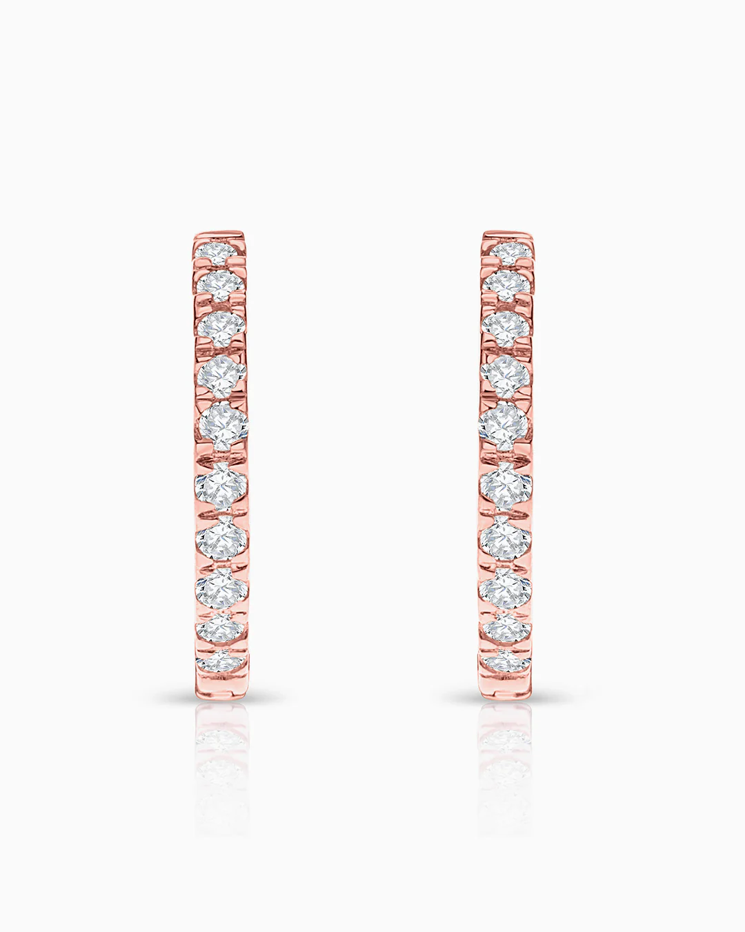 Pendientes Petite Diamonds Aro 12 MM en Oro Rosa de 18 Kt - Image 3