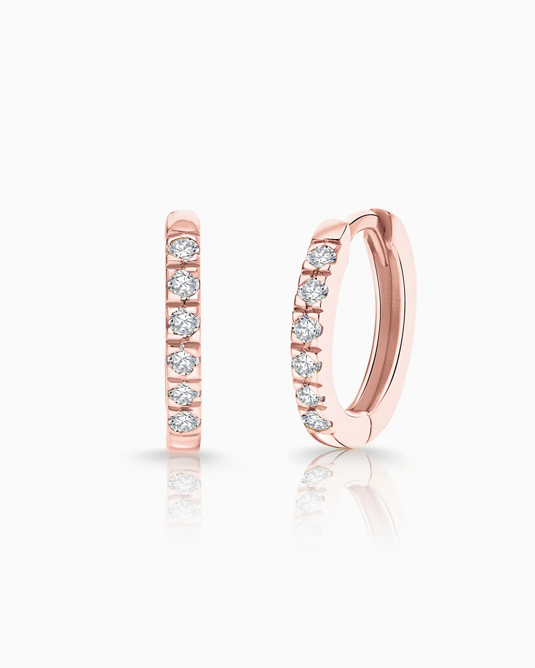 Pendientes Petite Diamonds Aro MINI en Oro Rosa de 18 Kt