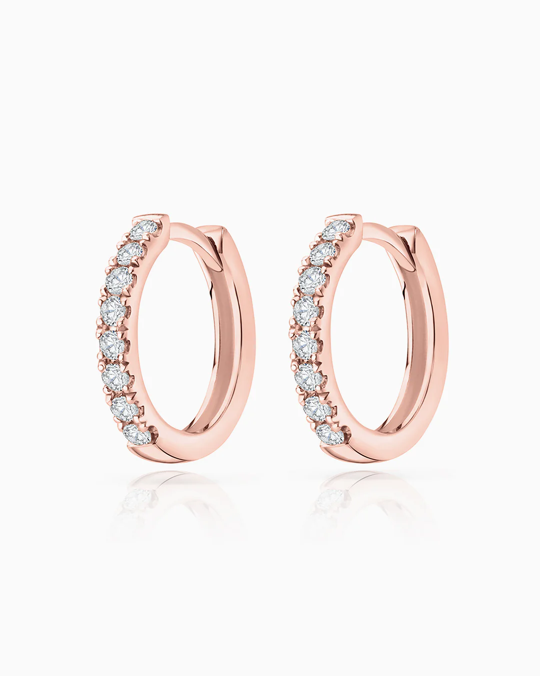 Pendientes Petite Diamonds Aro en Oro Rosa de 18 Kt