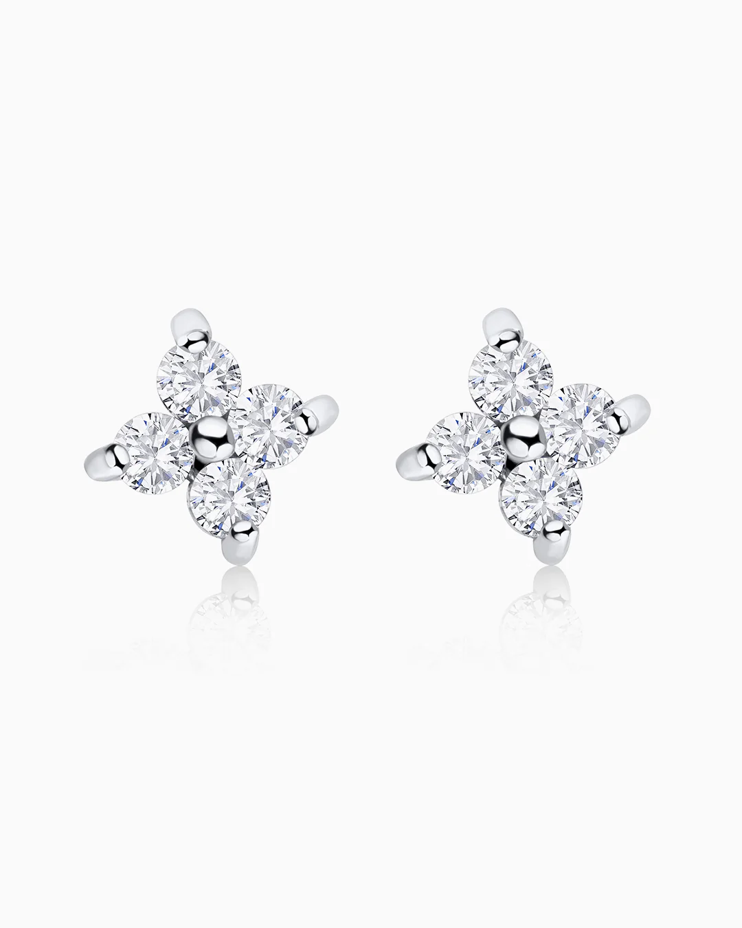Pendientes Petite Diamonds Cross Large en Oro Blanco de 18 Kt