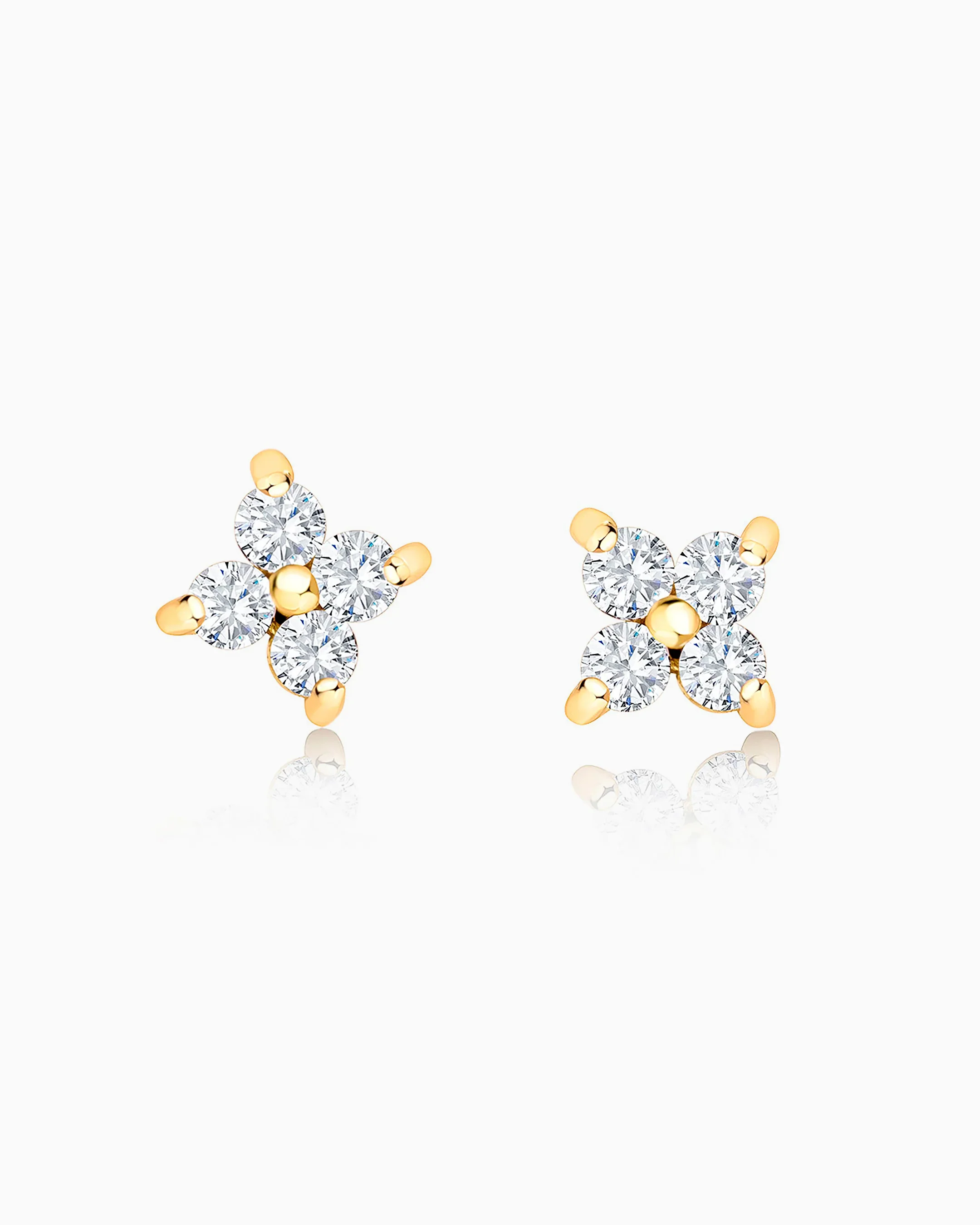 Pendientes Petite Diamonds Cross en Oro Amarillo de 18 Kt
