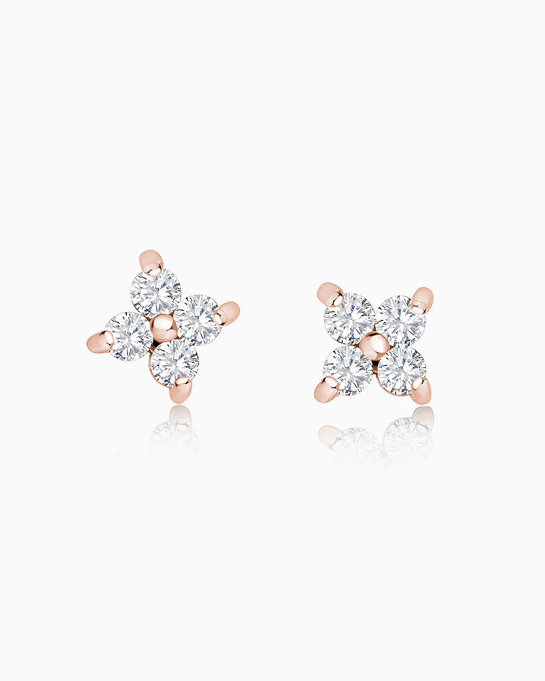 Pendientes Petite Diamonds Cross en Oro Rosa de 18 Kt