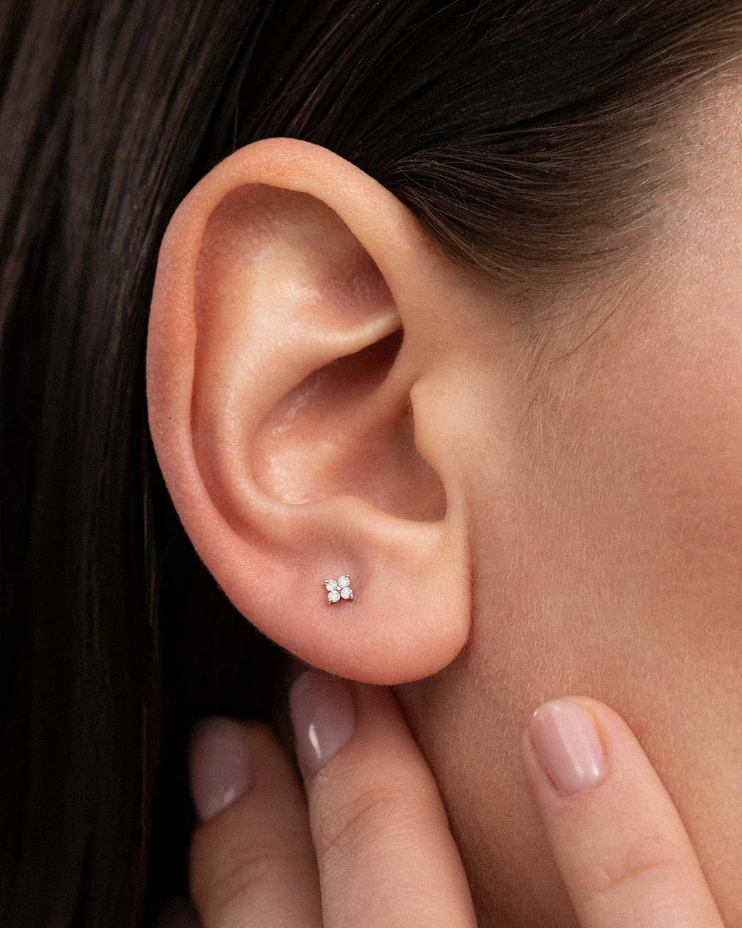Pendientes Petite Diamonds Cross en Oro Rosa de 18 Kt - Image 2