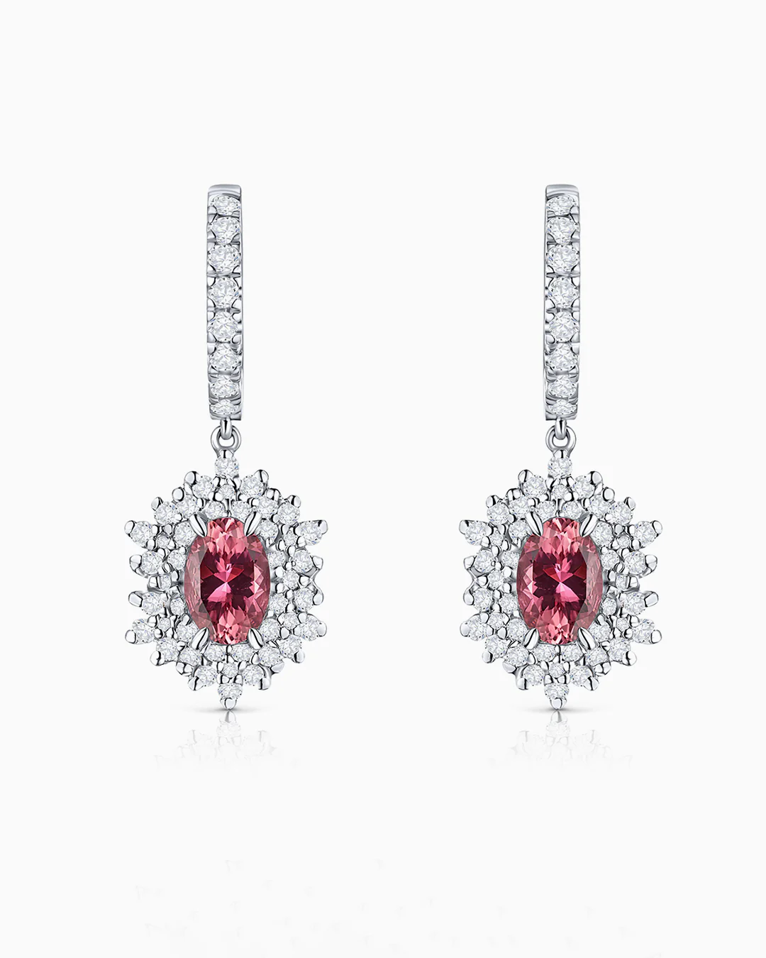 Pendientes Petra de Turmalinas Rosas y Diamantes en Oro Blanco de 18 Kt - Image 4