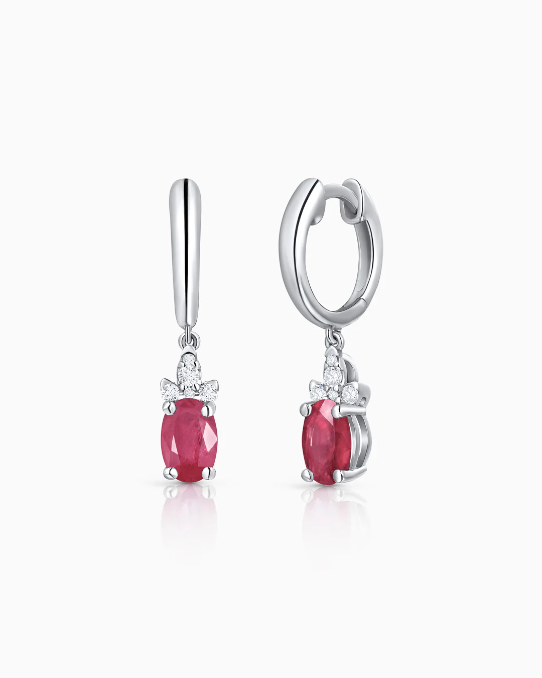 Pendientes Red Jay de Rubíes y Diamantes en Oro Blanco de 18 Kt