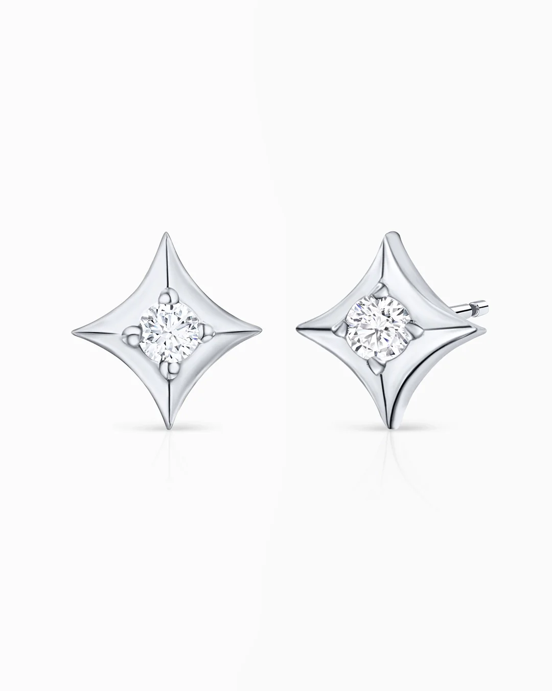 Pendientes Rosa de los Vientos Hadar en Oro Blanco de 18 Kt
