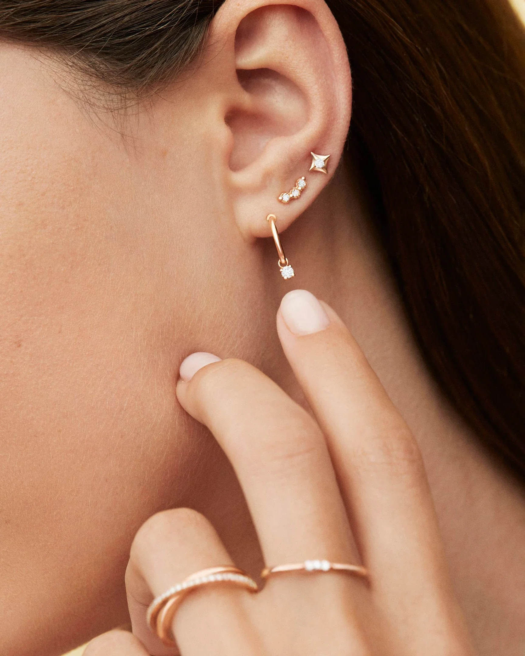 Pendientes Rosa de los Vientos Hadar en Oro Rosa de 18 Kt - Image 3