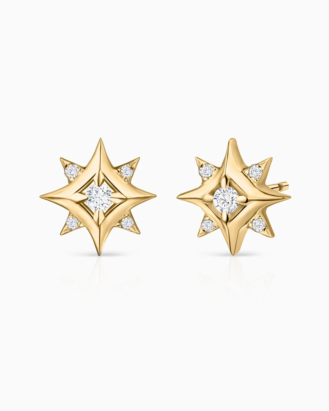Pendientes Rosa de los Vientos Mimosa en Oro Amarillo de 18 Kt