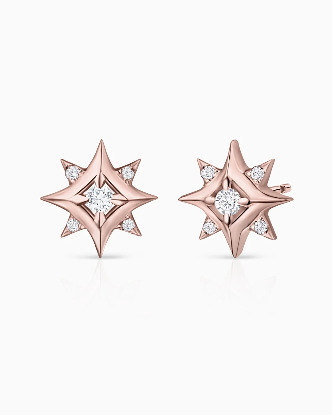 Pendientes Rosa de los Vientos Mimosa en Oro Rosa de 18 Kt