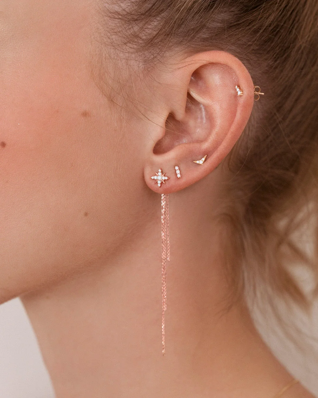 Pendientes Rosa de los Vientos en Oro Rosa de 18 Kt - Image 3