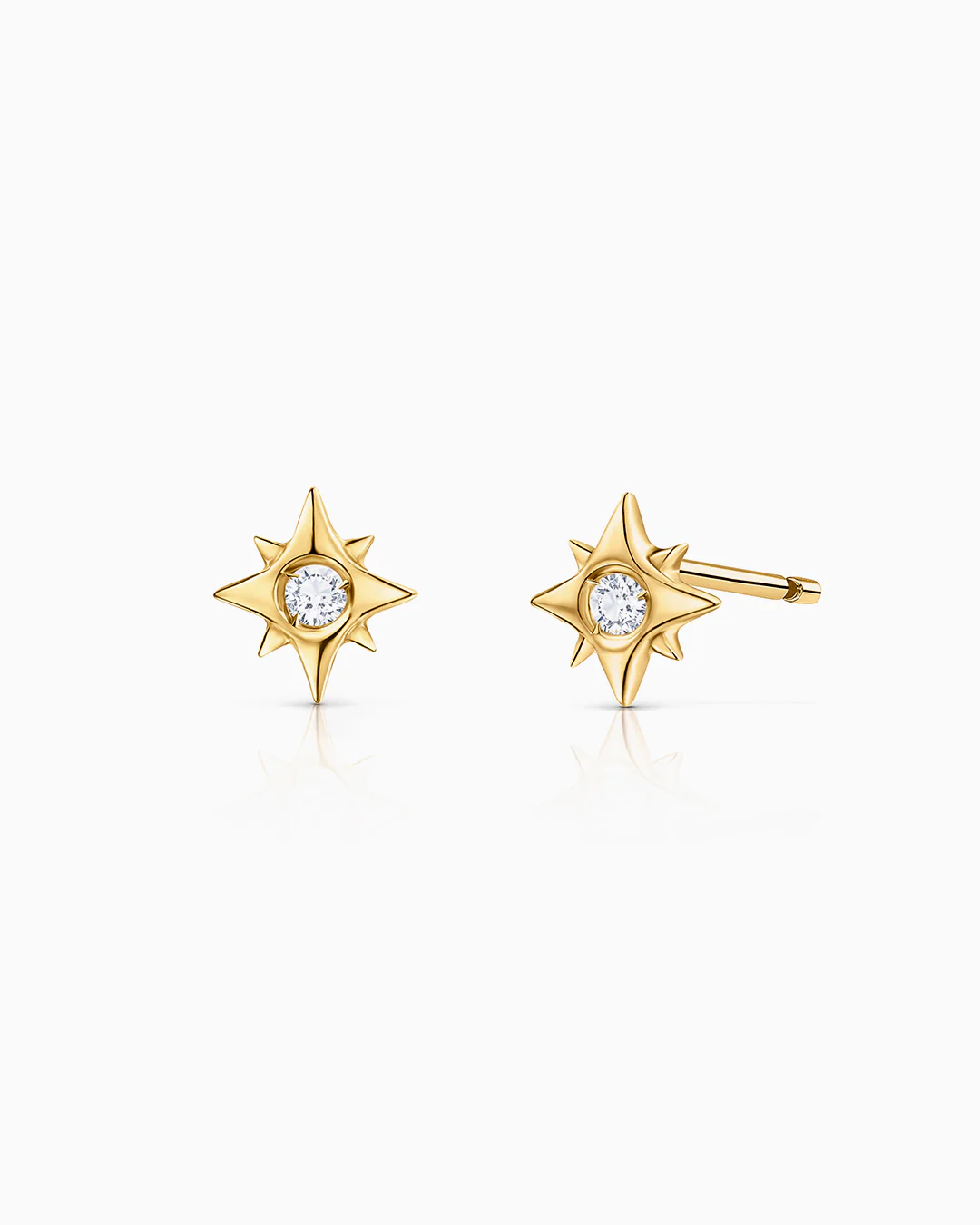 Pendientes Rosa de los Vientos Petit de Diamantes en Oro Amarillo de 18 Kt