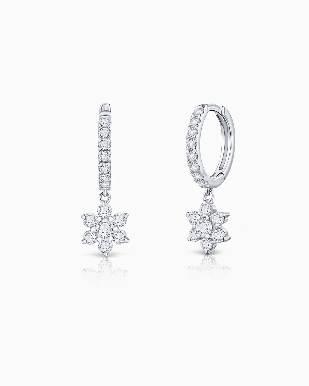 Pendientes Rosette Aro de Diamantes en Oro Blanco de 18 Kt