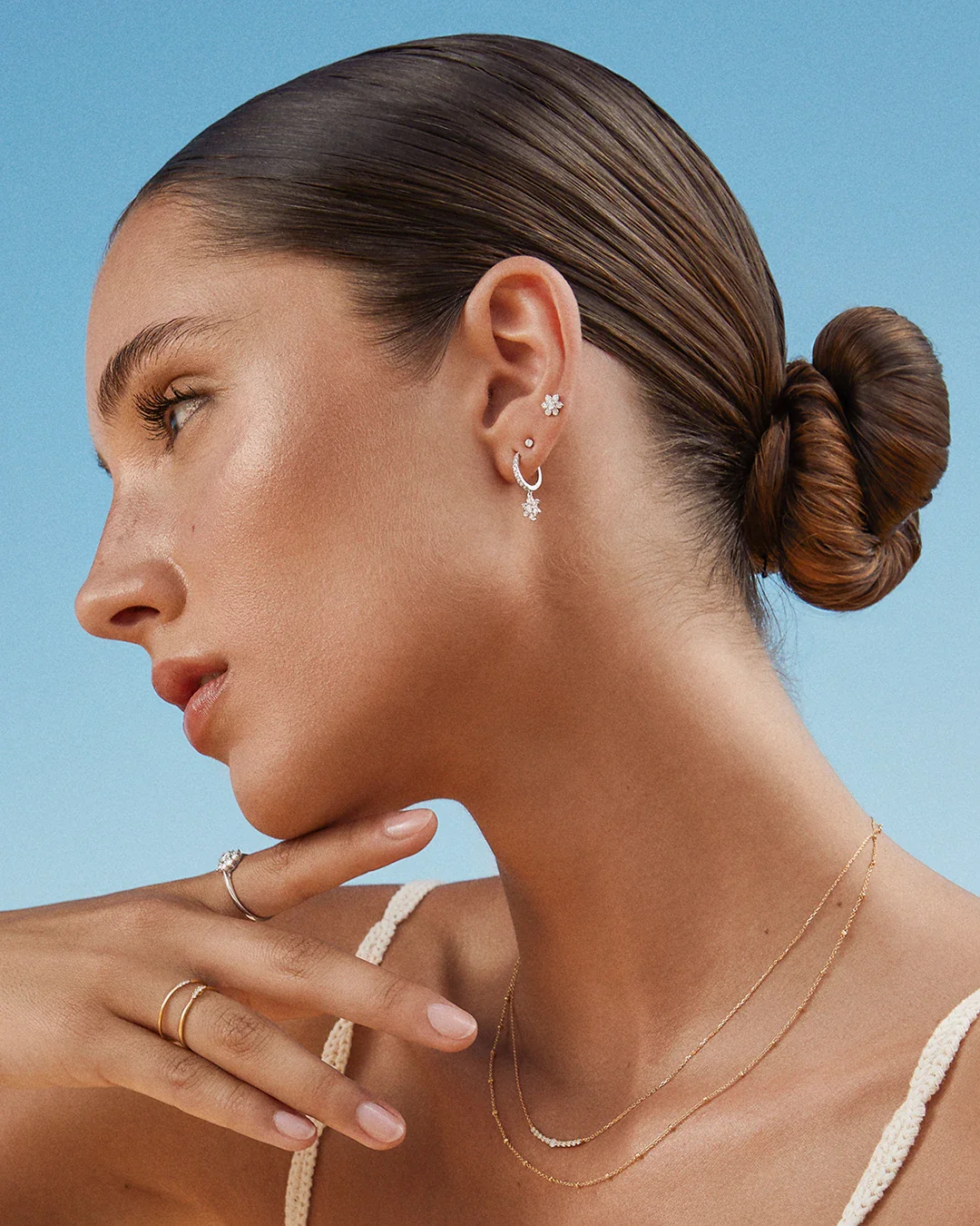 Pendientes Rosette Aro de Diamantes en Oro Blanco de 18 Kt - Image 3