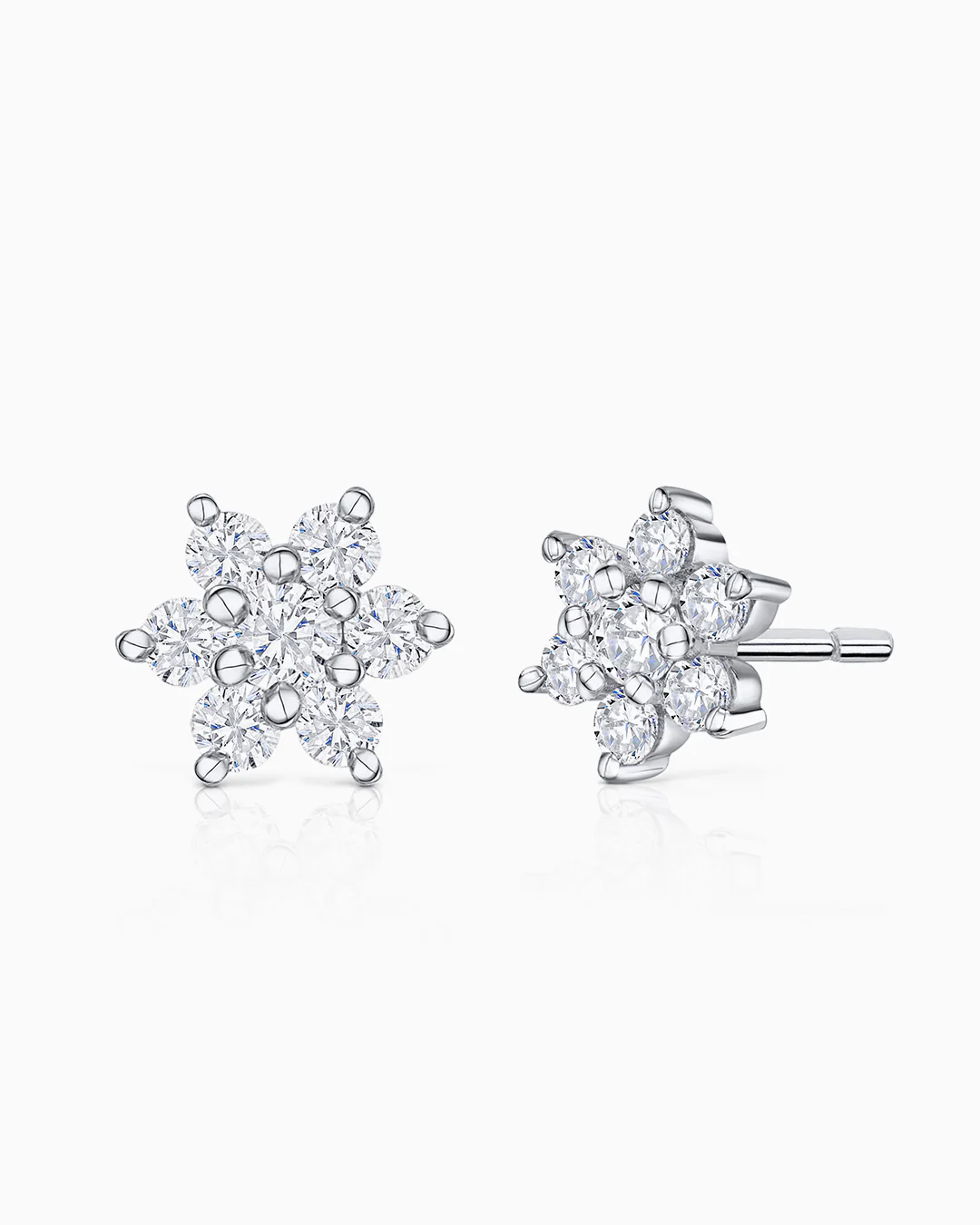 Pendientes Rosette de Diamantes en Oro Blanco de 18 Kt
