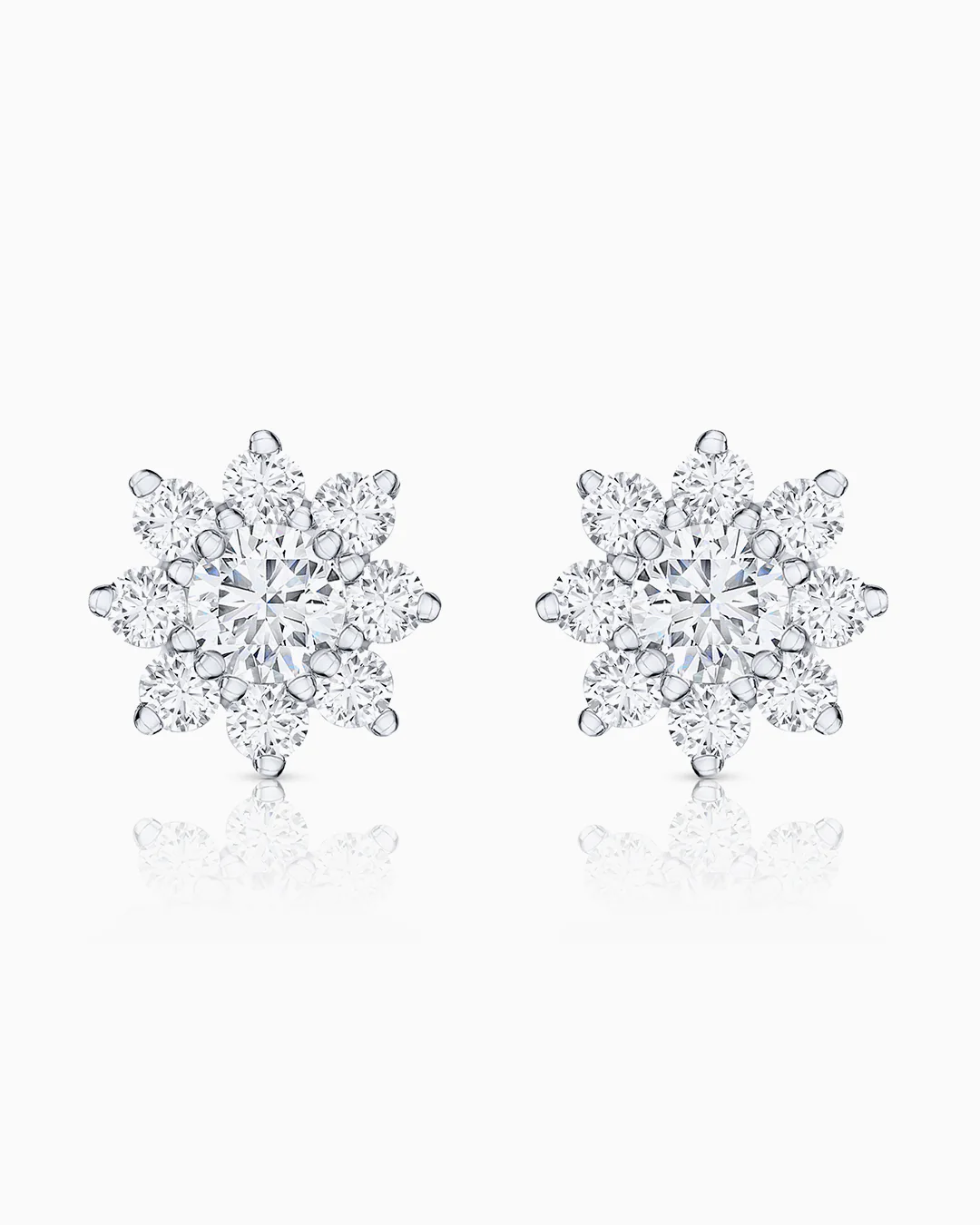 Pendientes Rosette Solitaire de Diamantes 1 Ct. en Oro Blanco de 18 Kt - Image 3