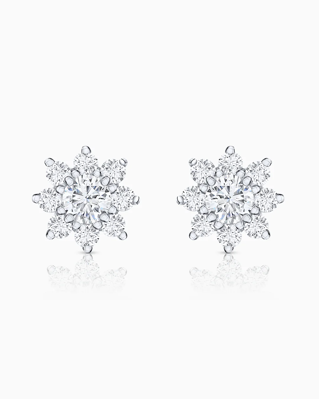 Pendientes Rosette Solitaire de Diamantes en Oro Blanco de 18 Kt - Image 3