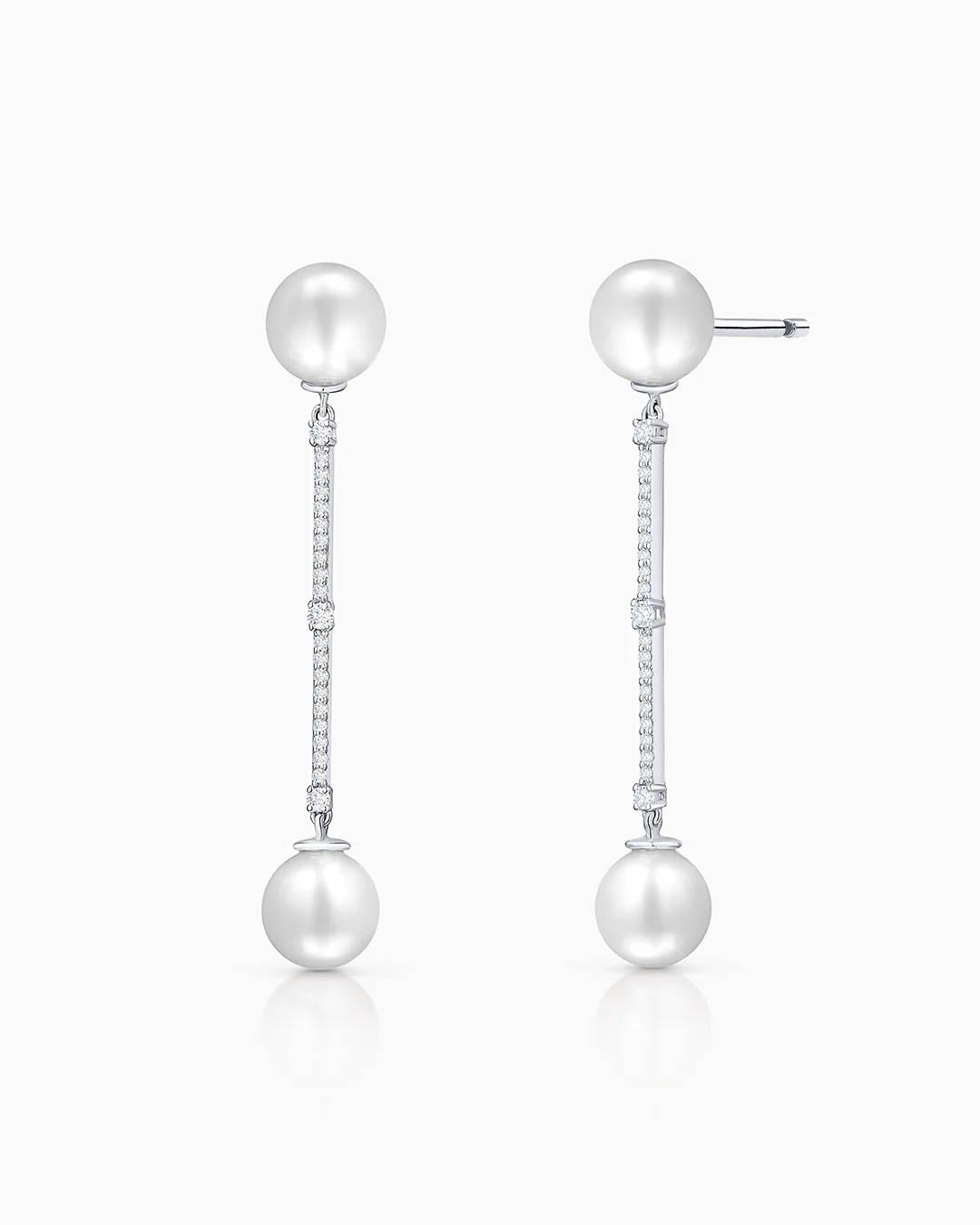 Pendientes Sophie de Perlas y Diamantes en Oro Blanco de 18 Kt