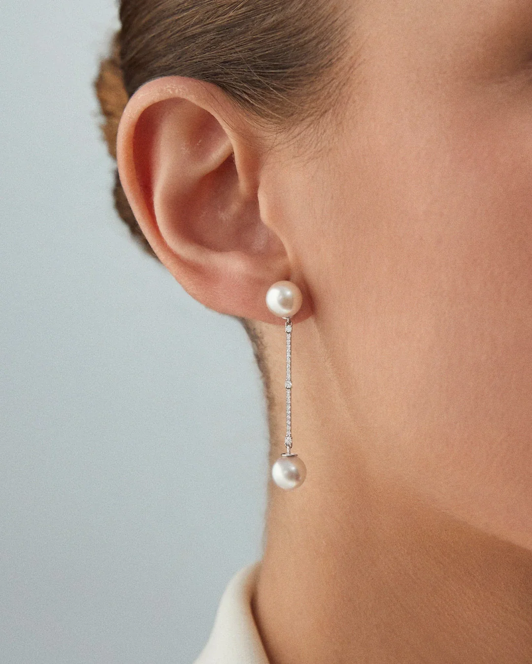 Pendientes Sophie de Perlas y Diamantes en Oro Blanco de 18 Kt - Image 2