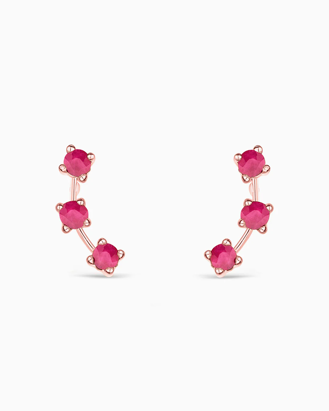 Pendientes Trepadores Essentials in Colors Rubí en Oro Rosa de 18 Kt