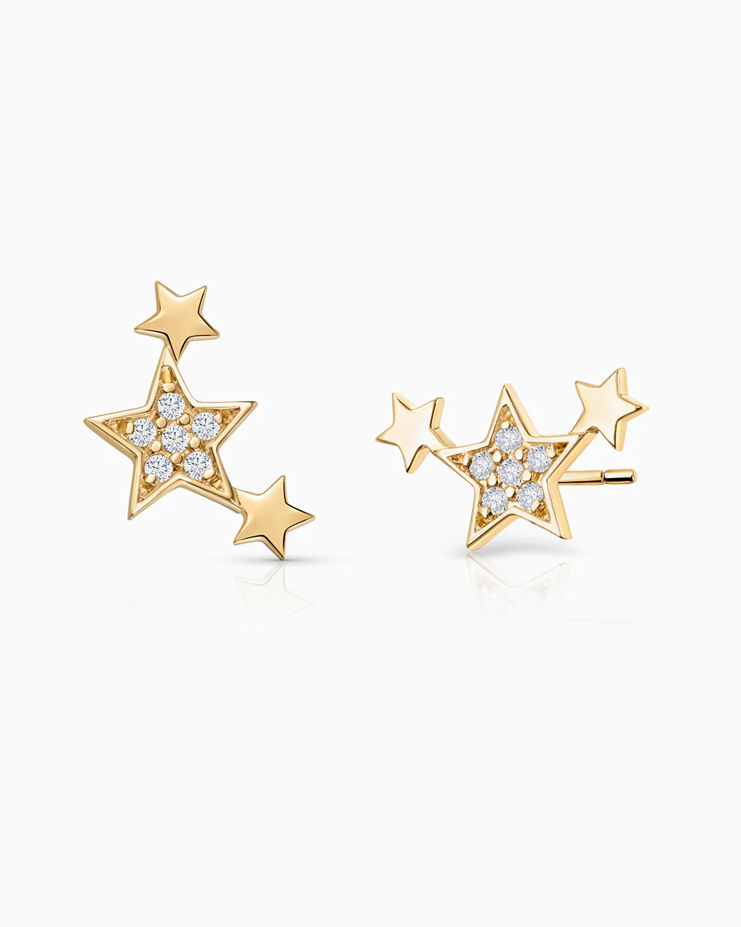 Pendientes Trepadores Estrellas Moon Diamonds en Oro Amarillo de 18 Kt