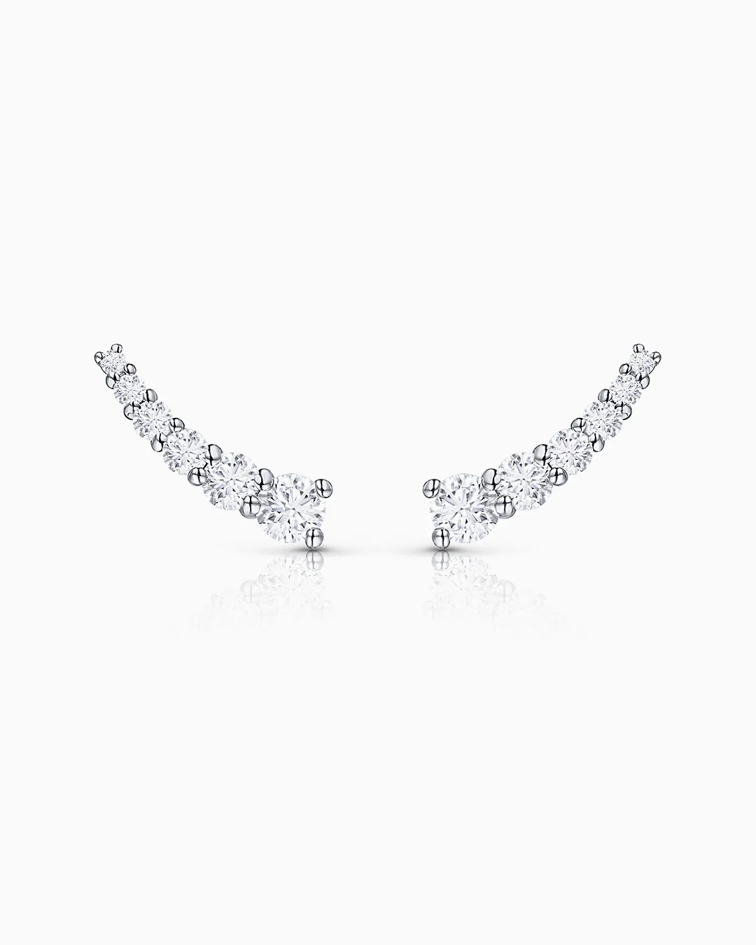 Pendientes Trepadores Lynx de Diamantes en Oro Blanco de 18 Kt