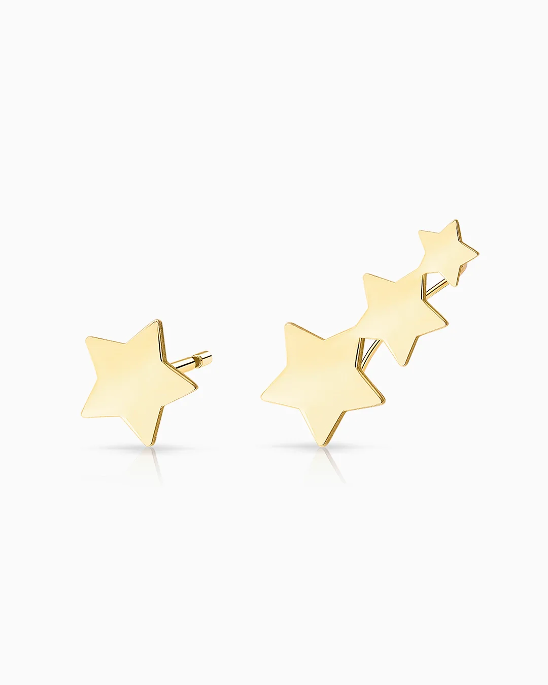 Pendientes Trepadores Tres Estrellas en Oro Amarillo de 18 Kt - Image 3